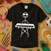 Keyboard Piano Pianist Stick Figure Piano Player Kids T-Shirt thumb 3