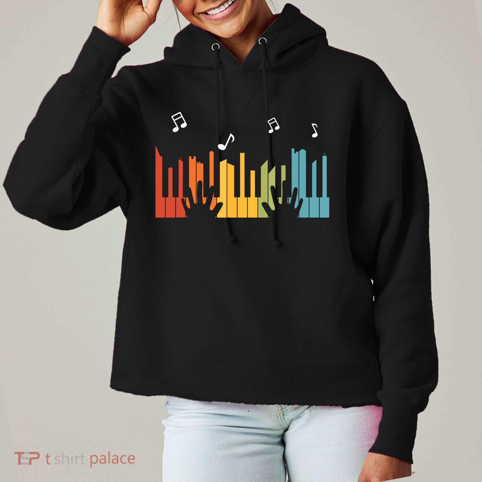 Keyboard Piano Player Gift Piano Ladies Heavyweight Boxy Pullover Hoodie