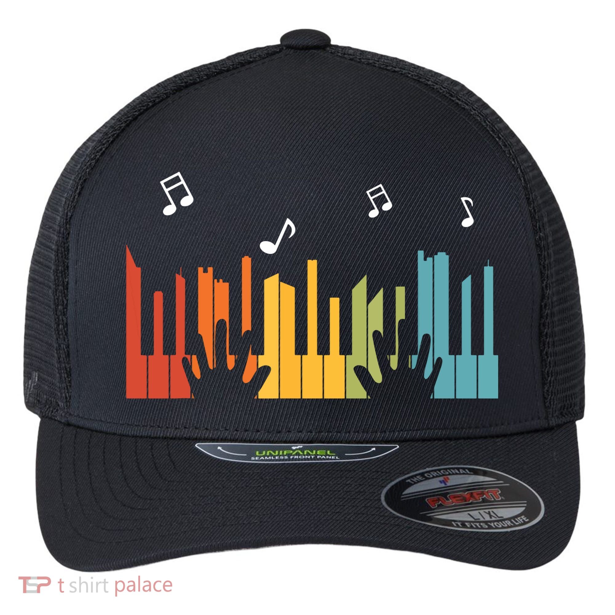 Keyboard Piano Player Gift Piano Flexfit Unipanel Trucker Cap