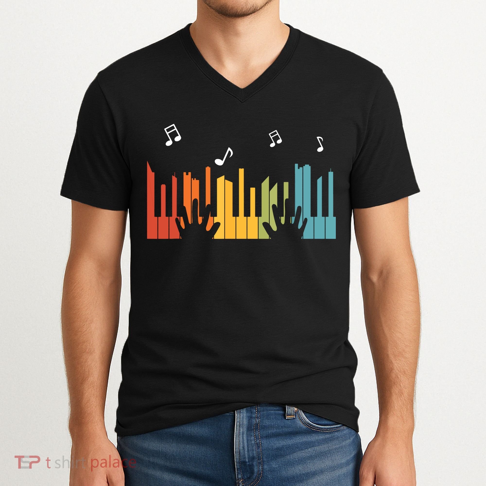 Keyboard Piano Player Gift Piano V-Neck T-Shirt