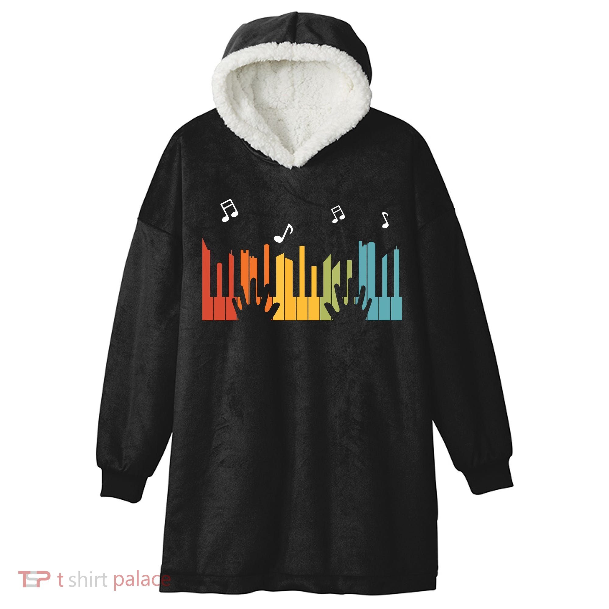 Keyboard Piano Player Gift Piano Hooded Wearable Blanket