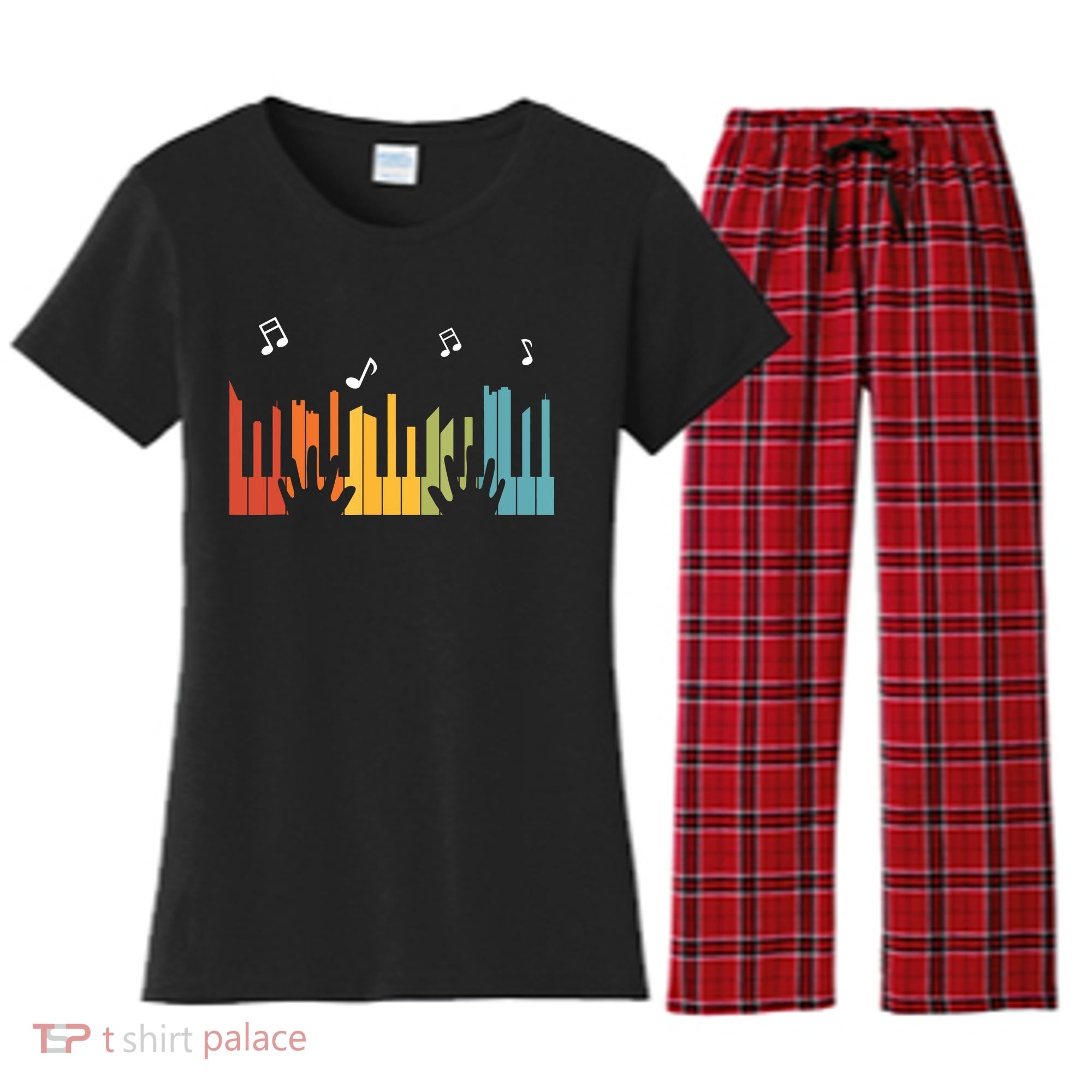 Keyboard Piano Player Gift Piano Women's Flannel Pajama Set