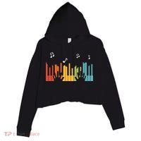 Keyboard Piano Player Gift Piano Crop Fleece Hoodie thumb 0