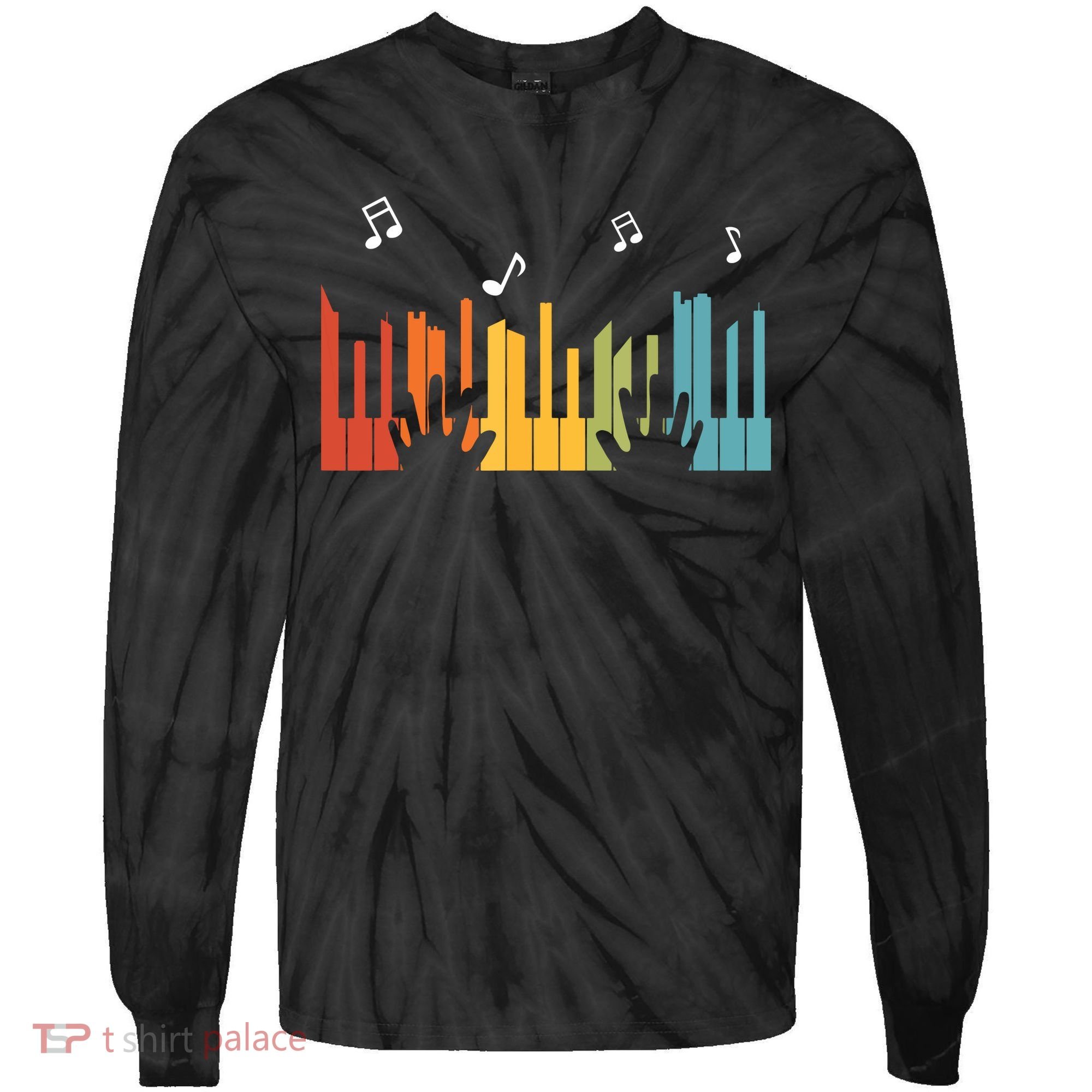Keyboard Piano Player Gift Piano Tie-Dye Long Sleeve Shirt
