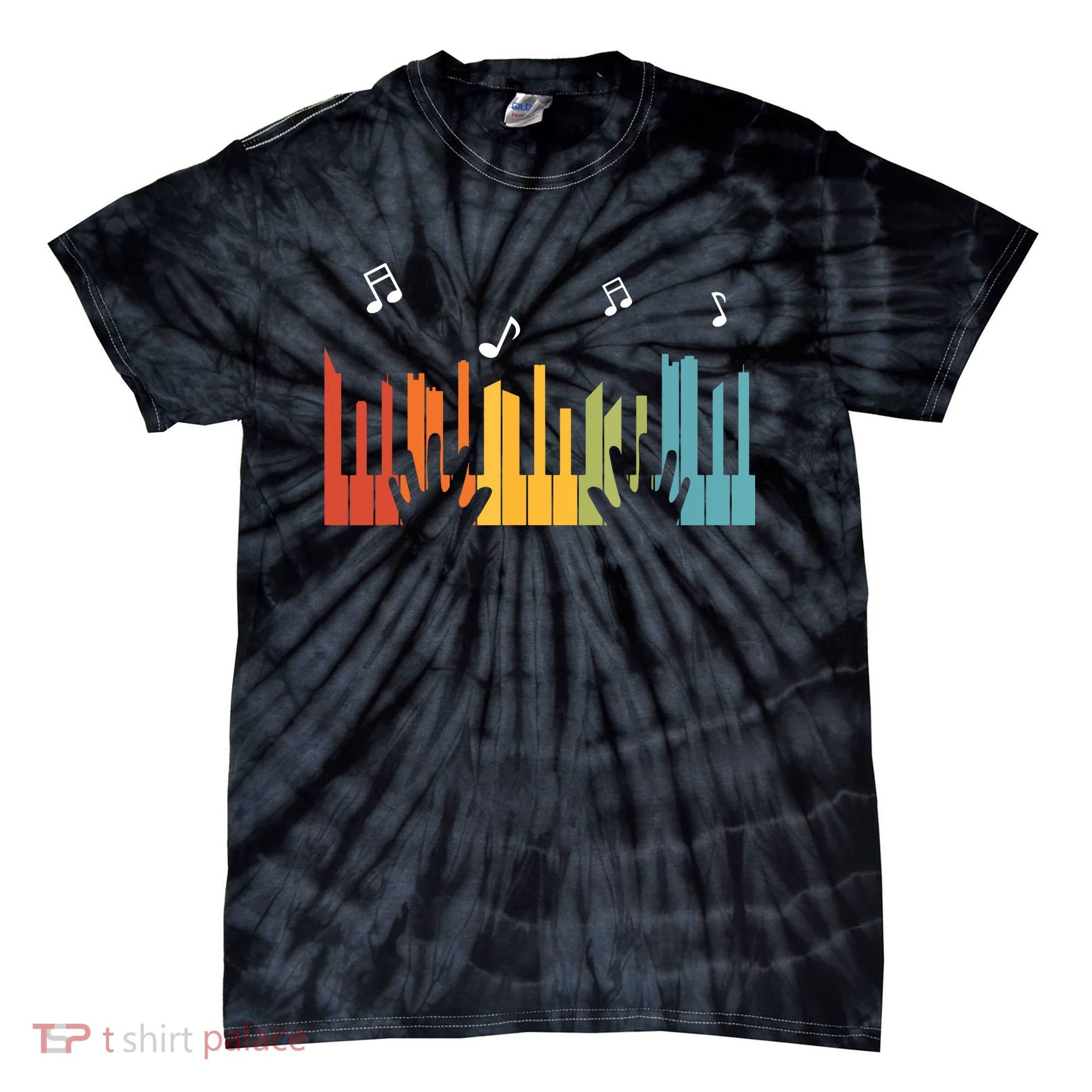 Keyboard Piano Player Gift Piano Tie-Dye T-Shirt