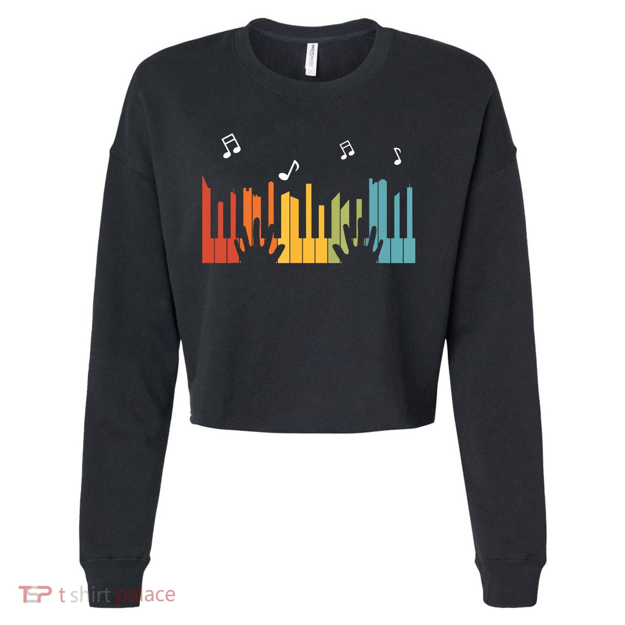 Keyboard Piano Player Gift Piano Cropped Pullover Crew