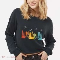 Keyboard Piano Player Gift Piano Cropped Pullover Crew thumb 2
