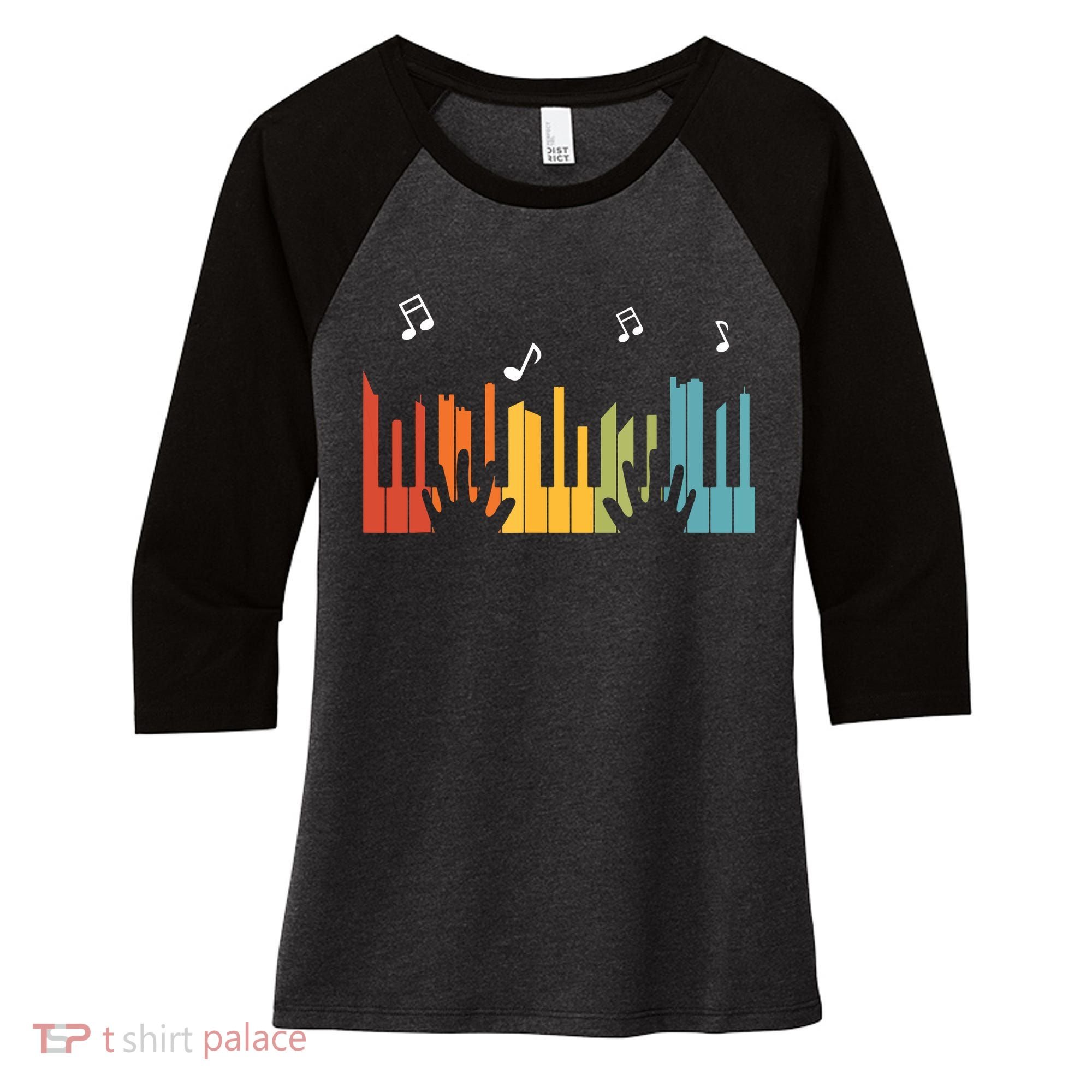 Keyboard Piano Player Gift Piano Women's Tri-Blend 3/4-Sleeve Raglan Shirt
