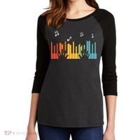 Keyboard Piano Player Gift Piano Women's Tri-Blend 3/4-Sleeve Raglan Shirt thumb 2