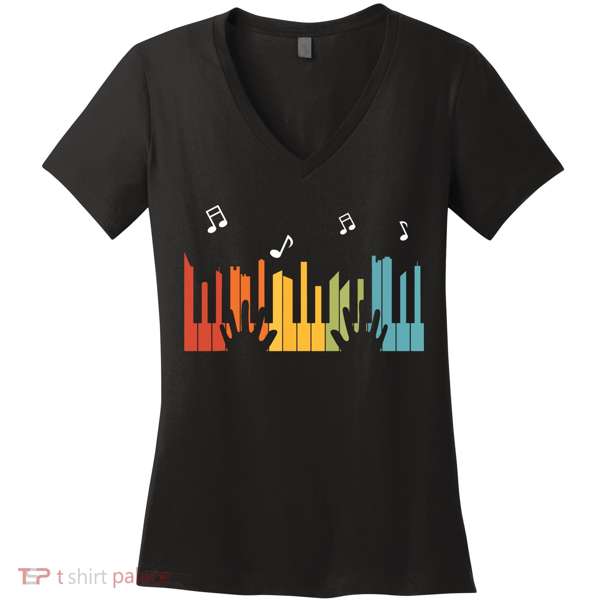 Keyboard Piano Player Gift Piano Women's V-Neck T-Shirt