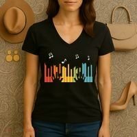 Keyboard Piano Player Gift Piano Women's V-Neck T-Shirt thumb 3