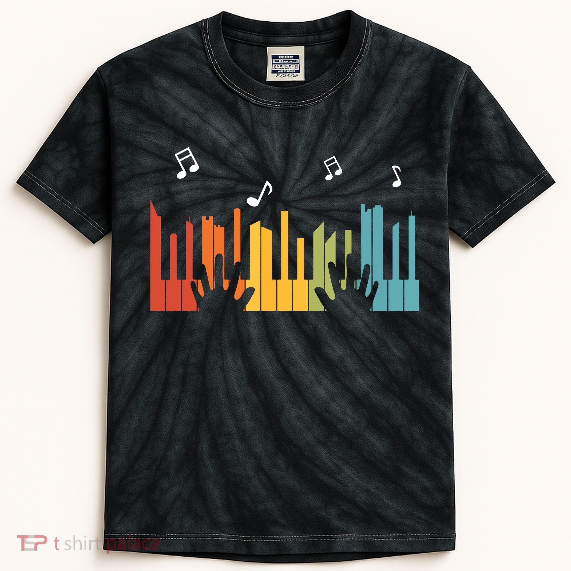 Keyboard Piano Player Gift Piano Kids Tie-Dye T-Shirt