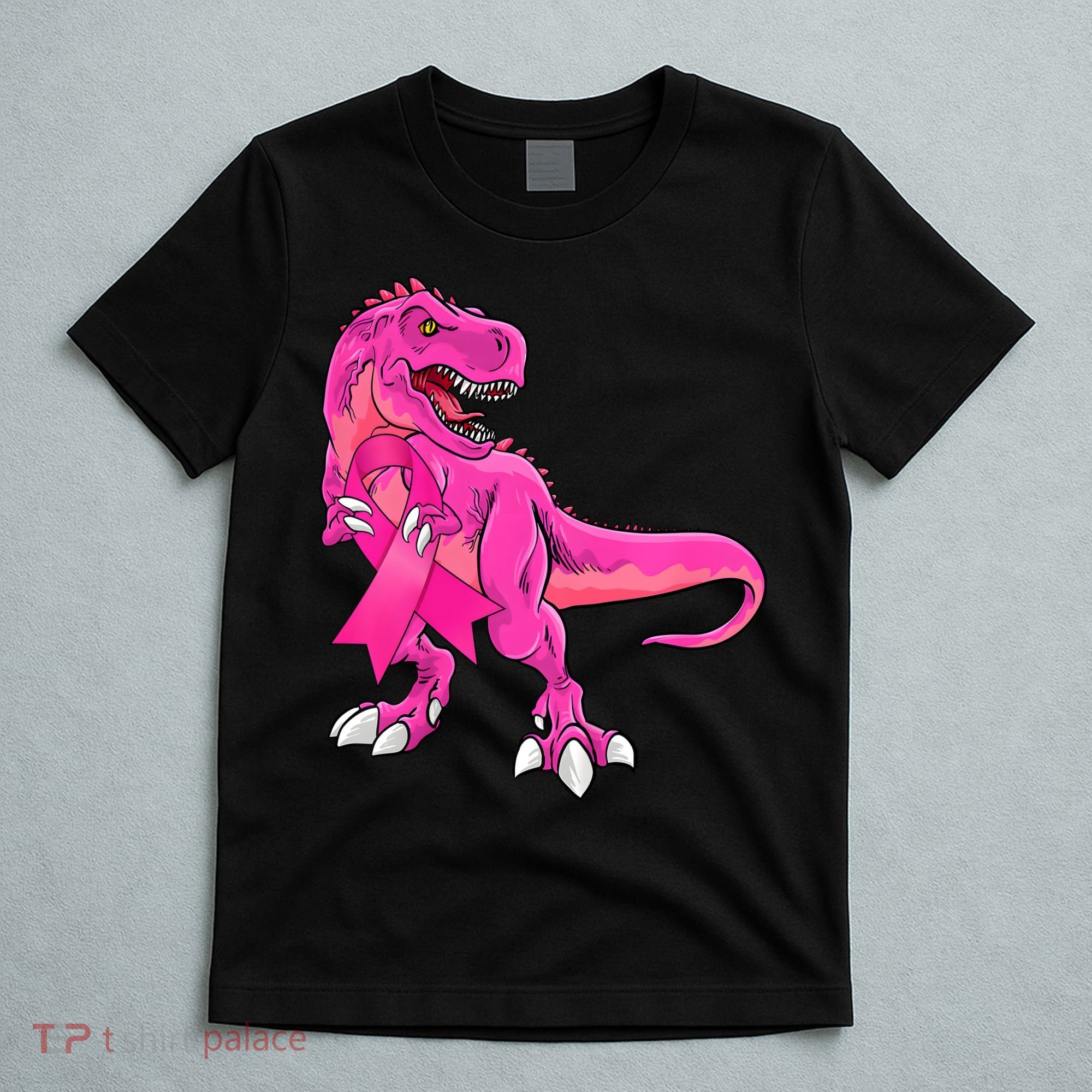 Kids Pink Ribbon Dinosaur Breast Cancer Awareness Boy T-Shirt