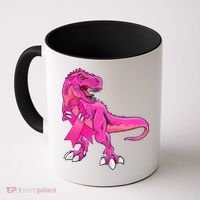Kids Pink Ribbon Dinosaur Breast Cancer Awareness Boy Coffee Mug thumb 0