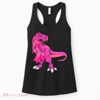 Kids Pink Ribbon Dinosaur Breast Cancer Awareness Boy Women's Tank Top thumb 0