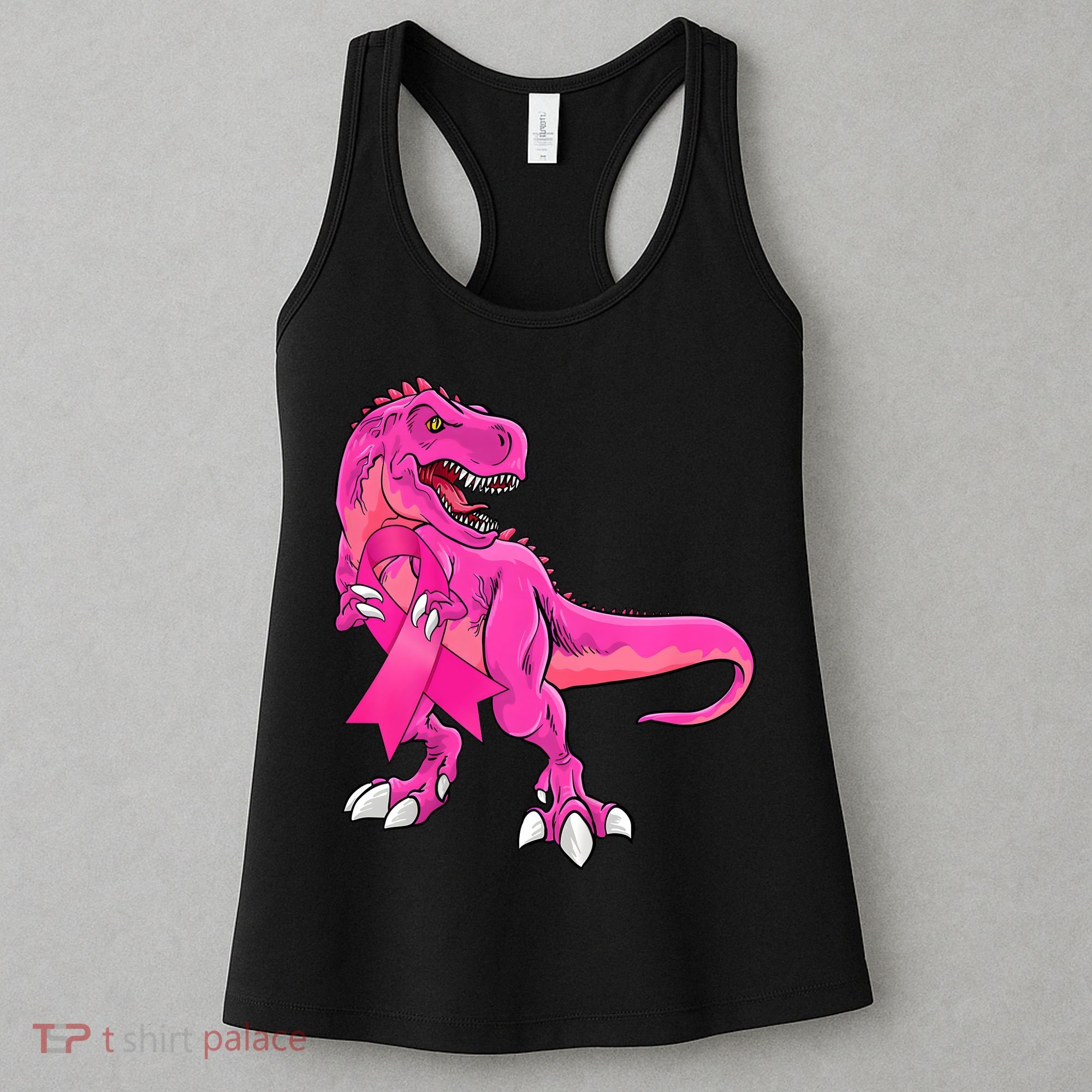 Kids Pink Ribbon Dinosaur Breast Cancer Awareness Boy Women's Tank Top