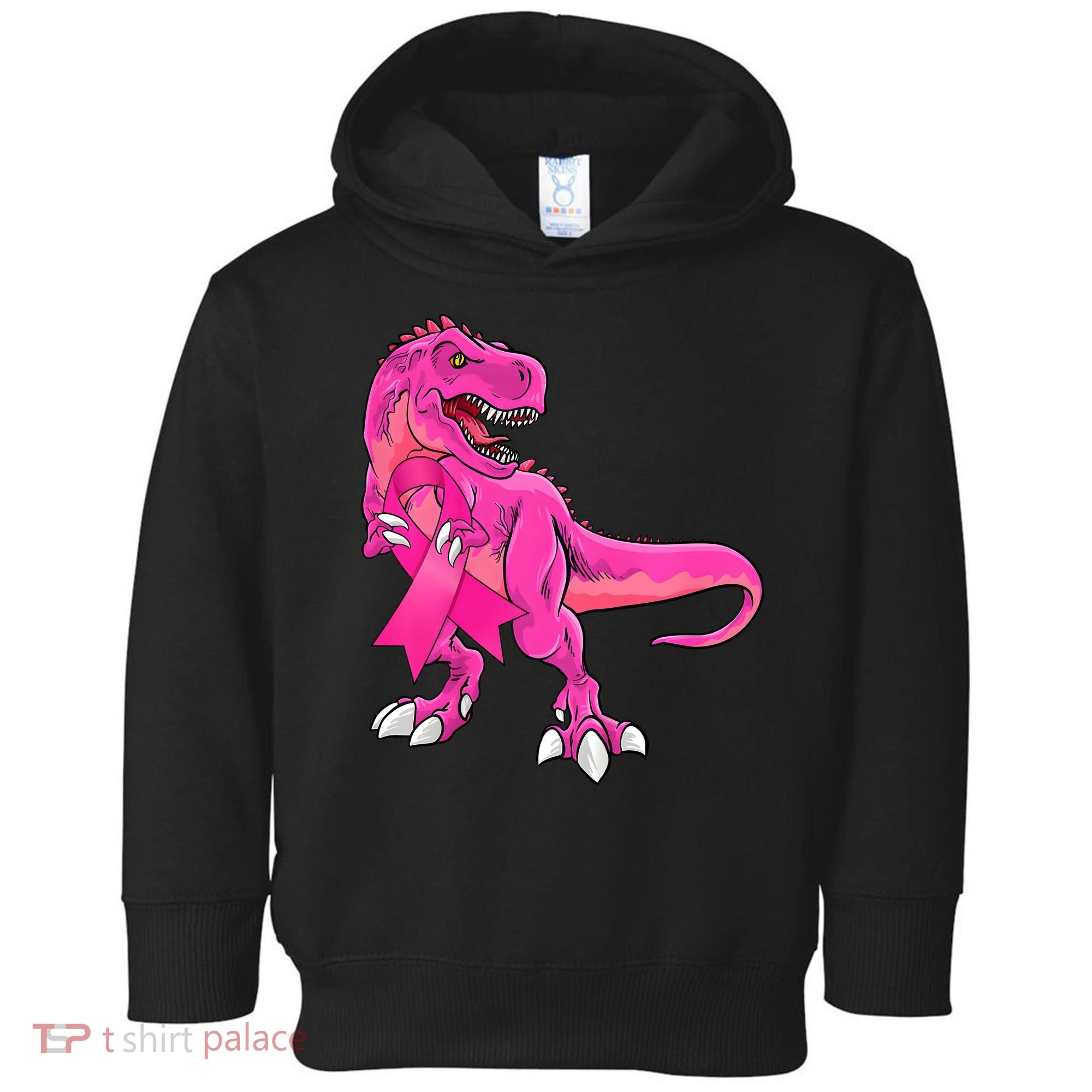 Kids Pink Ribbon Dinosaur Breast Cancer Awareness Boy Toddler Hoodie