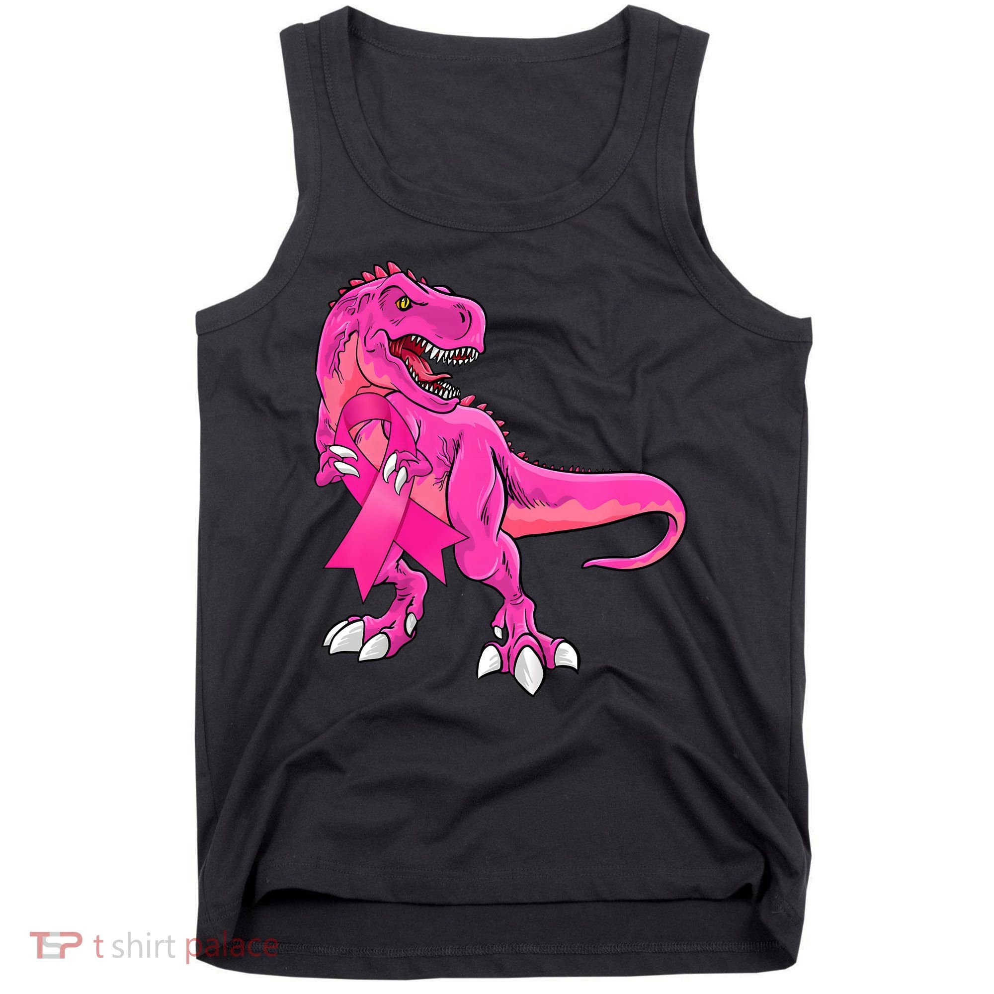 Kids Pink Ribbon Dinosaur Breast Cancer Awareness Boy Tank Top