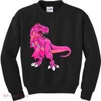 Kids Pink Ribbon Dinosaur Breast Cancer Awareness Boy Kids Sweatshirt thumb 0