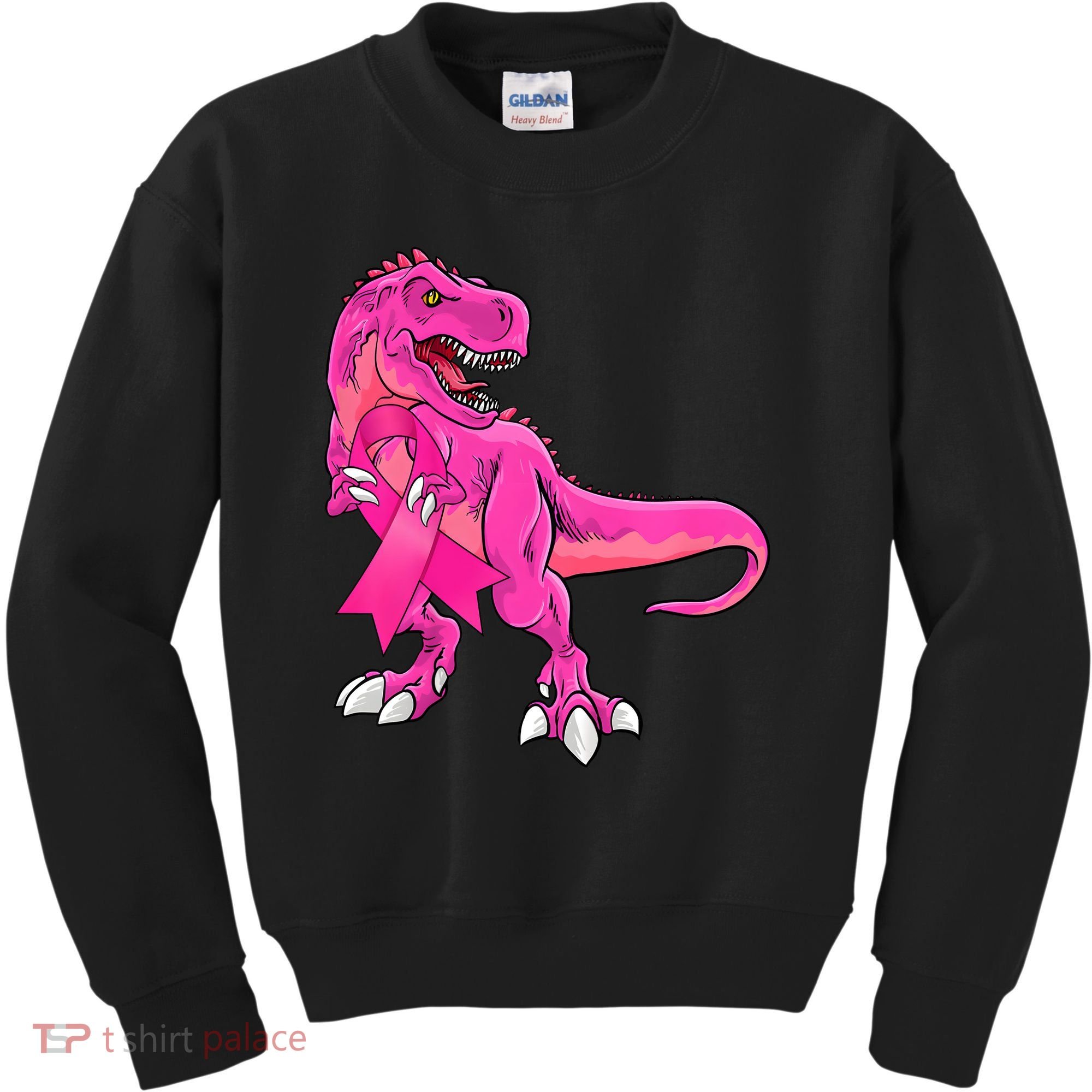 Kids Pink Ribbon Dinosaur Breast Cancer Awareness Boy Kids Sweatshirt
