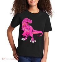Kids Pink Ribbon Dinosaur Breast Cancer Awareness Boy Kids T-Shirt thumb 2