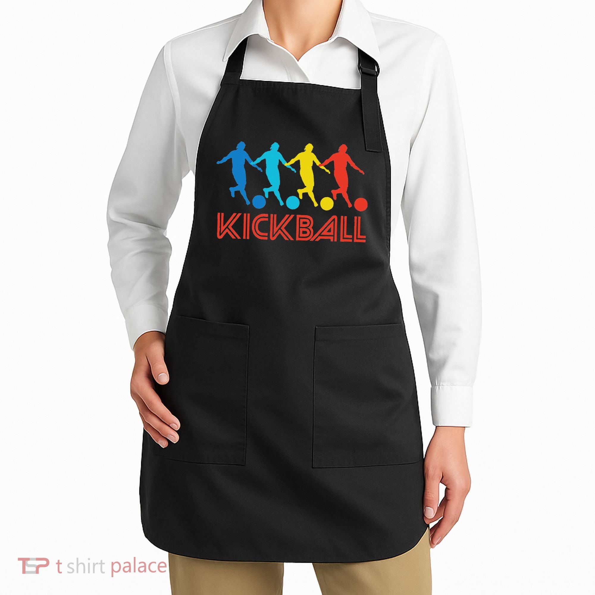 Kickball Player Retro Pop Art Kickball Graphic Apron