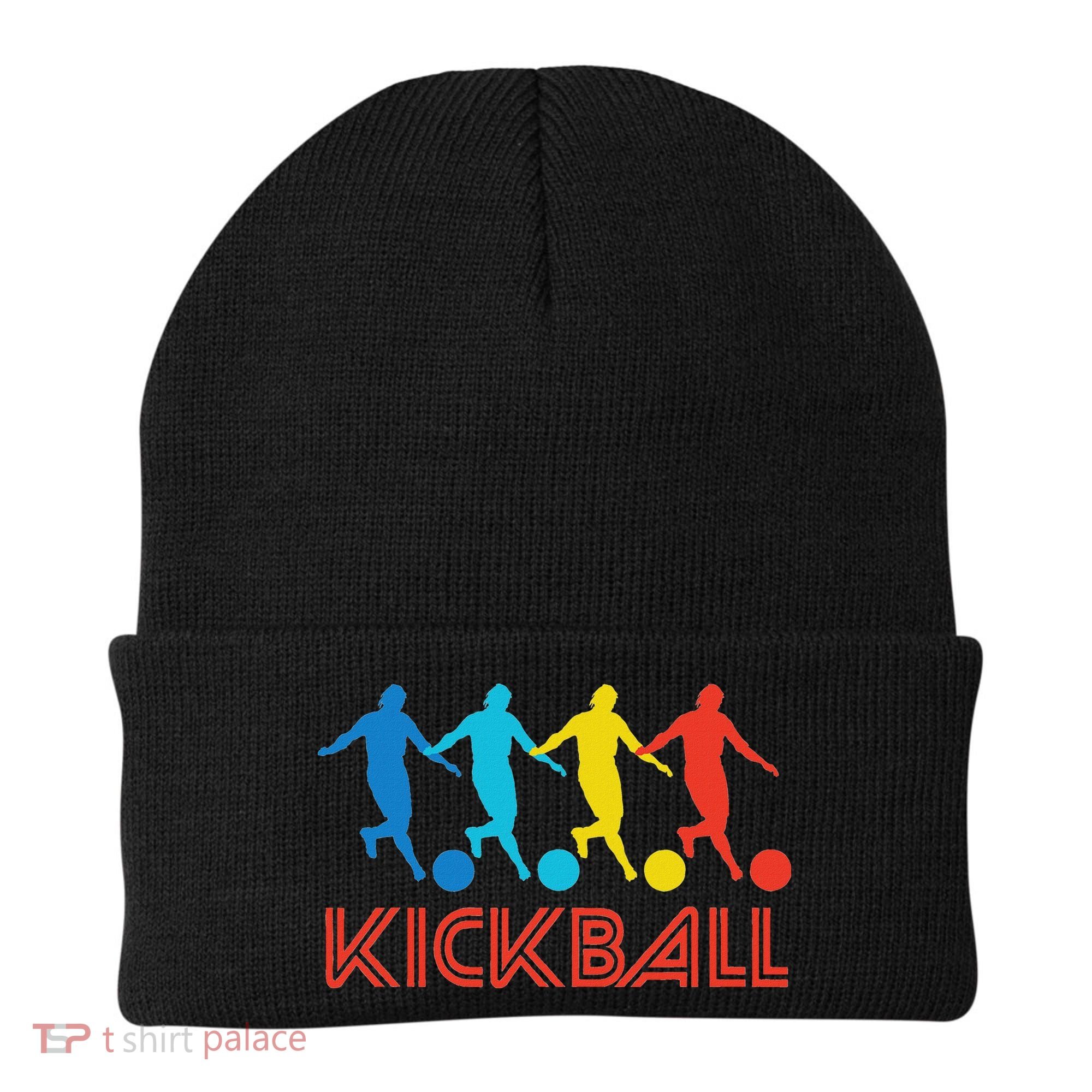 Kickball Player Retro Pop Art Kickball Graphic Beanie
