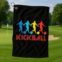 Kickball Player Retro Pop Art Kickball Graphic Golf Towel thumb 1