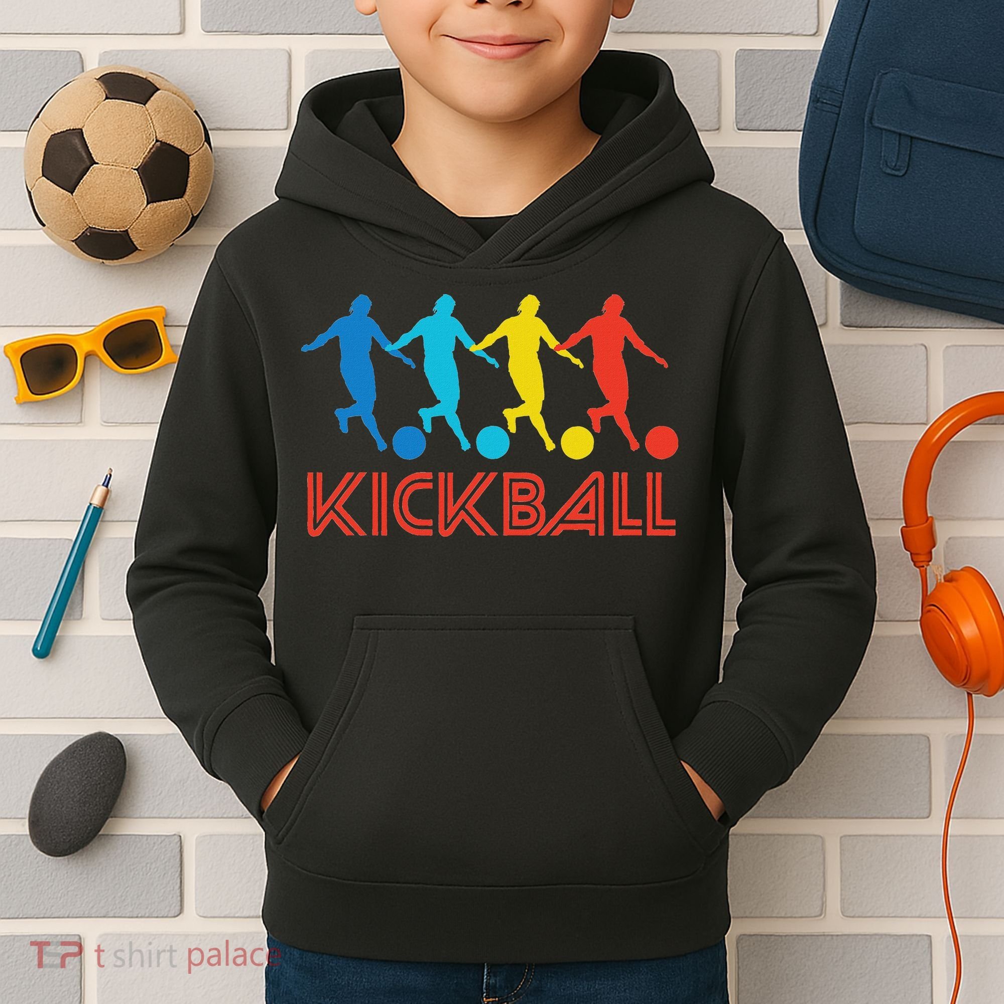Kickball Player Retro Pop Art Kickball Graphic Kids Hoodie