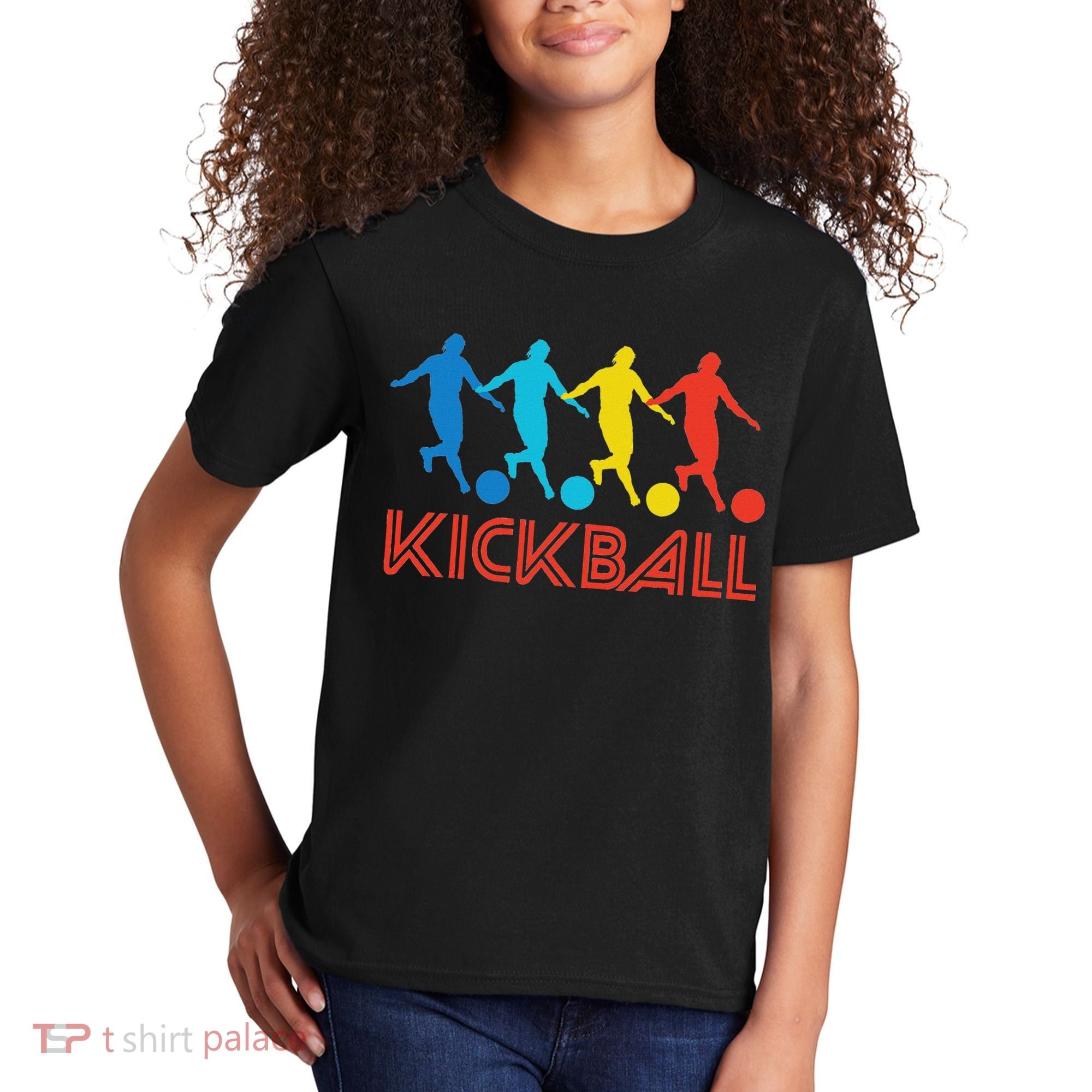 Kickball Player Retro Pop Art Kickball Graphic Kids T-Shirt