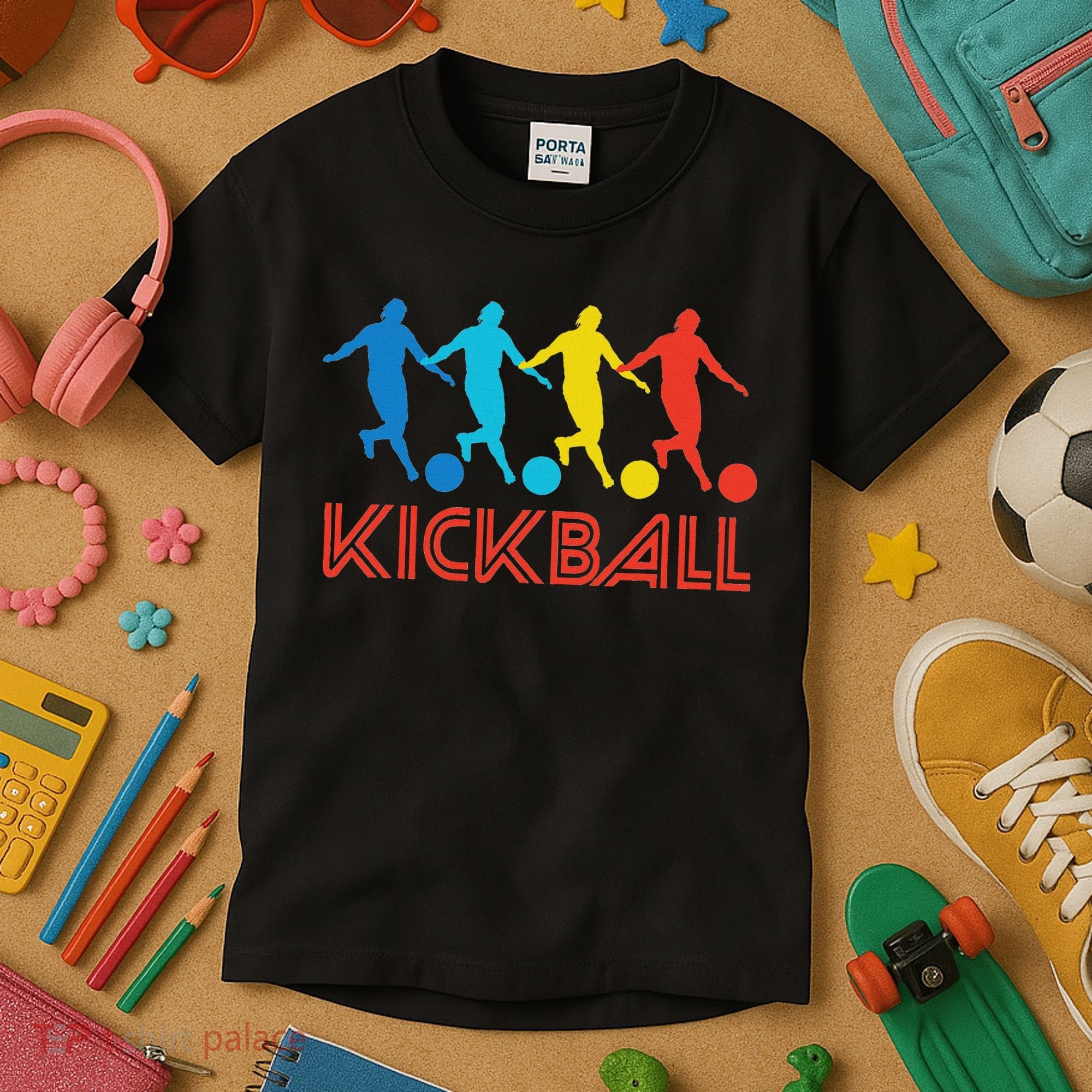 Kickball Player Retro Pop Art Kickball Graphic Kids T-Shirt