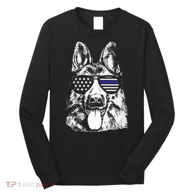 K9 Police Thin Blue Line German Shepherd Patriotic Long Sleeve Shirt