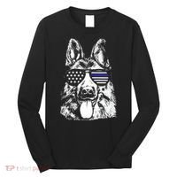K9 Police Thin Blue Line German Shepherd Patriotic Long Sleeve Shirt thumb 0