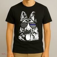 K9 Police Thin Blue Line German Shepherd Patriotic T-Shirt thumb 3
