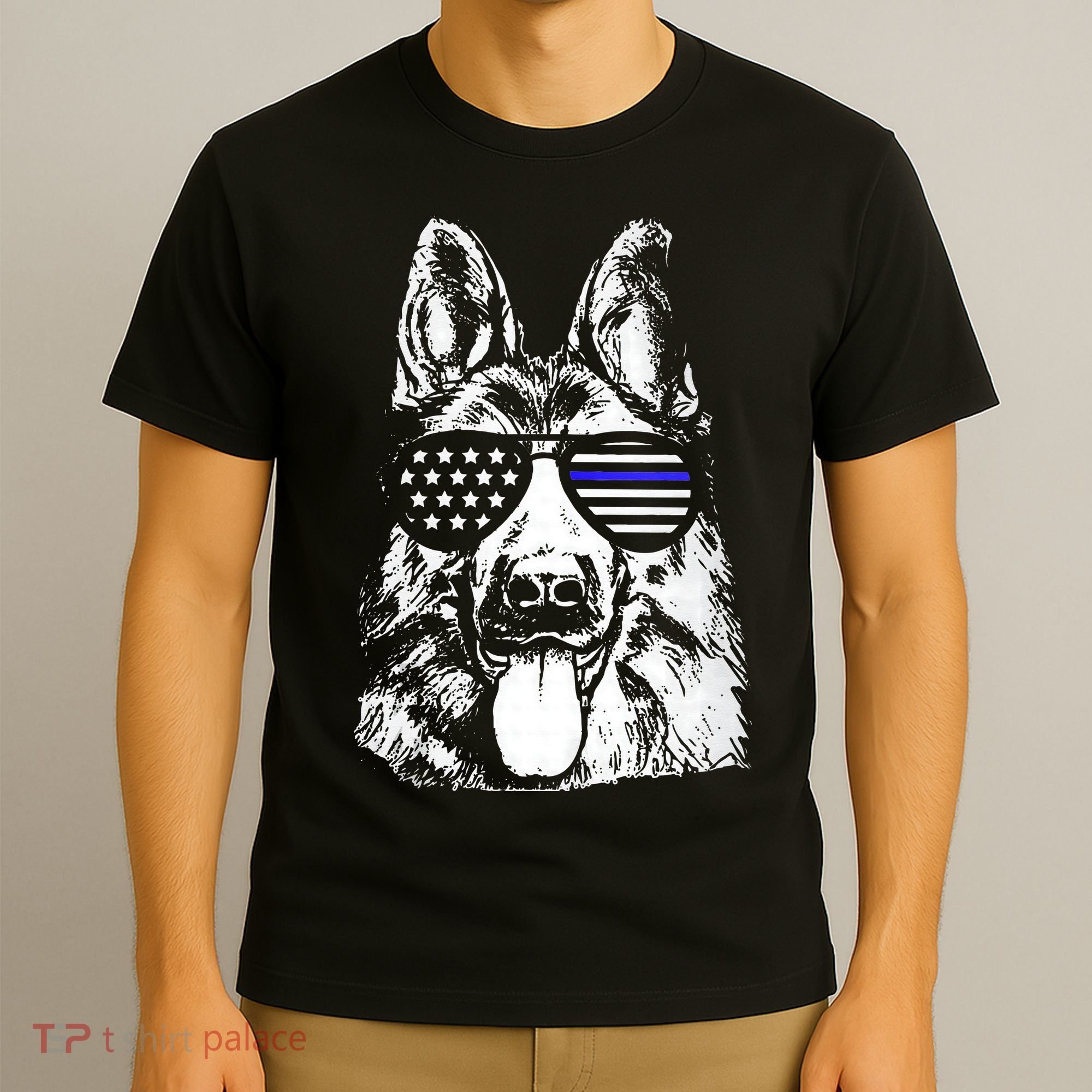 K9 Police Thin Blue Line German Shepherd Patriotic T-Shirt