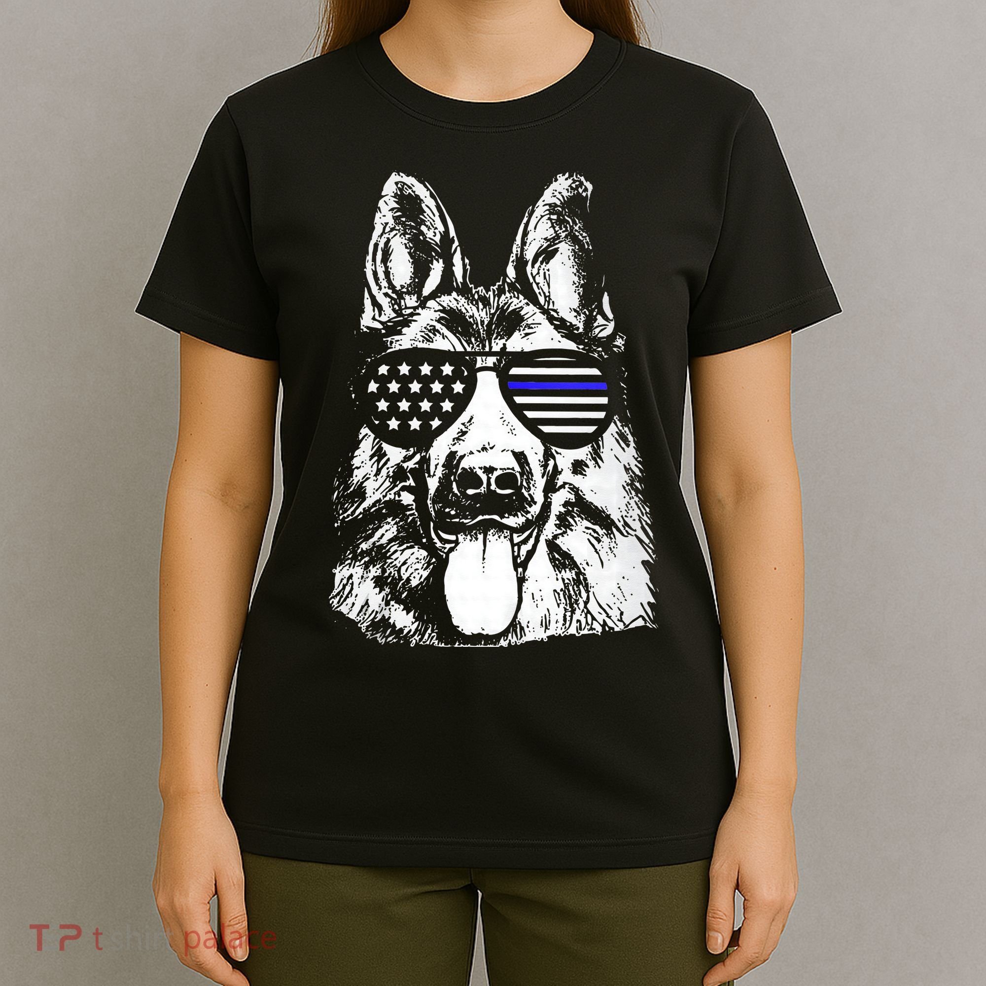 K9 Police Thin Blue Line German Shepherd Patriotic T-Shirt