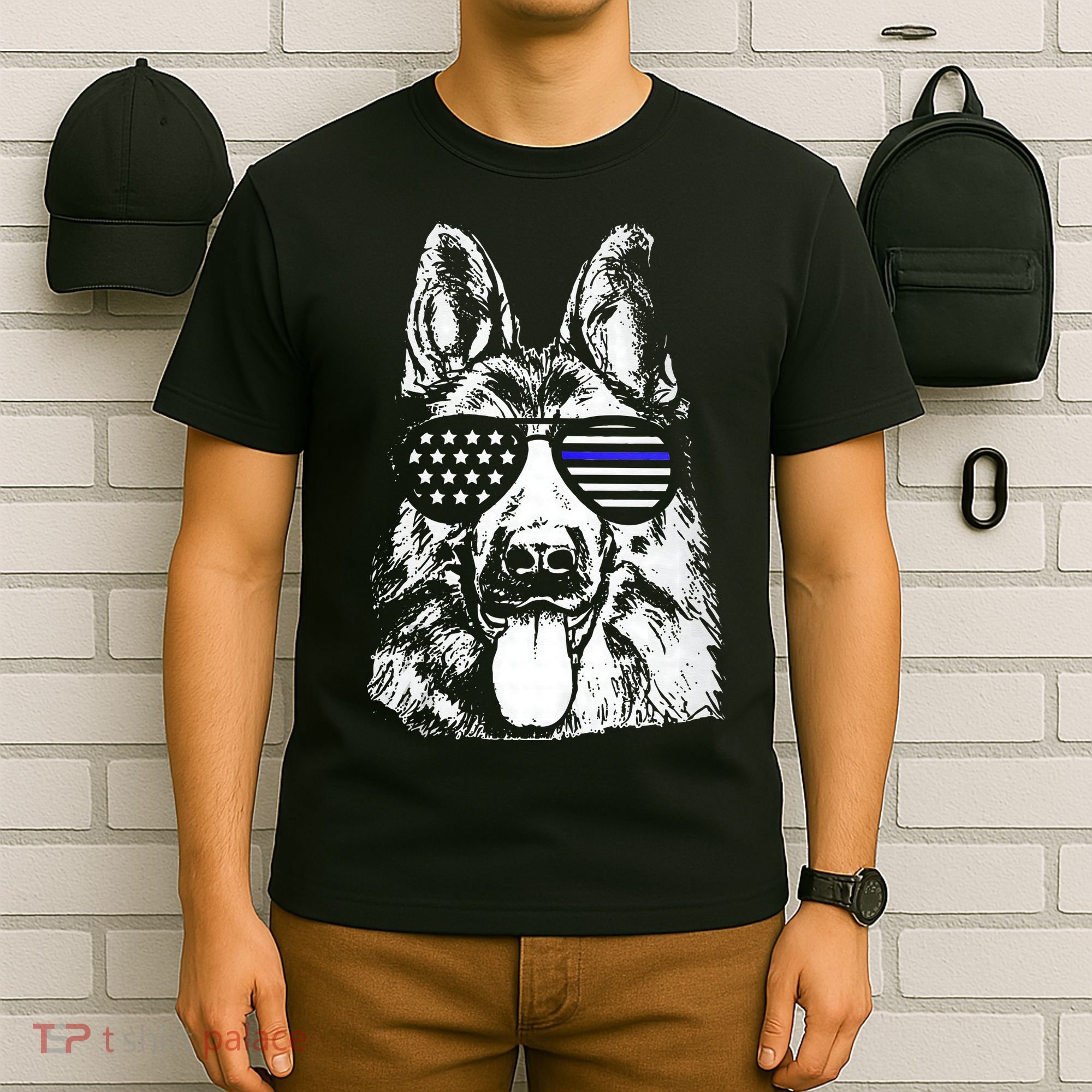 K9 Police Thin Blue Line German Shepherd Patriotic T-Shirt