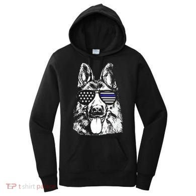 K9 Police Thin Blue Line German Shepherd Patriotic Women's Hoodie
