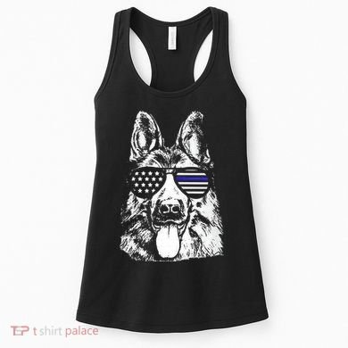 K9 Police Thin Blue Line German Shepherd Patriotic Women's Tank Top