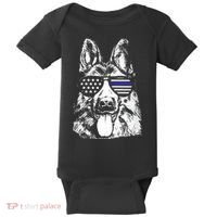 K9 Police Thin Blue Line German Shepherd Patriotic Baby Bodysuit thumb 0