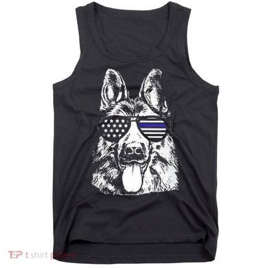 K9 Police Thin Blue Line German Shepherd Patriotic Tank Top