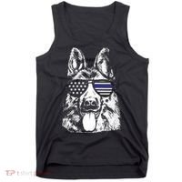 K9 Police Thin Blue Line German Shepherd Patriotic Tank Top thumb 0