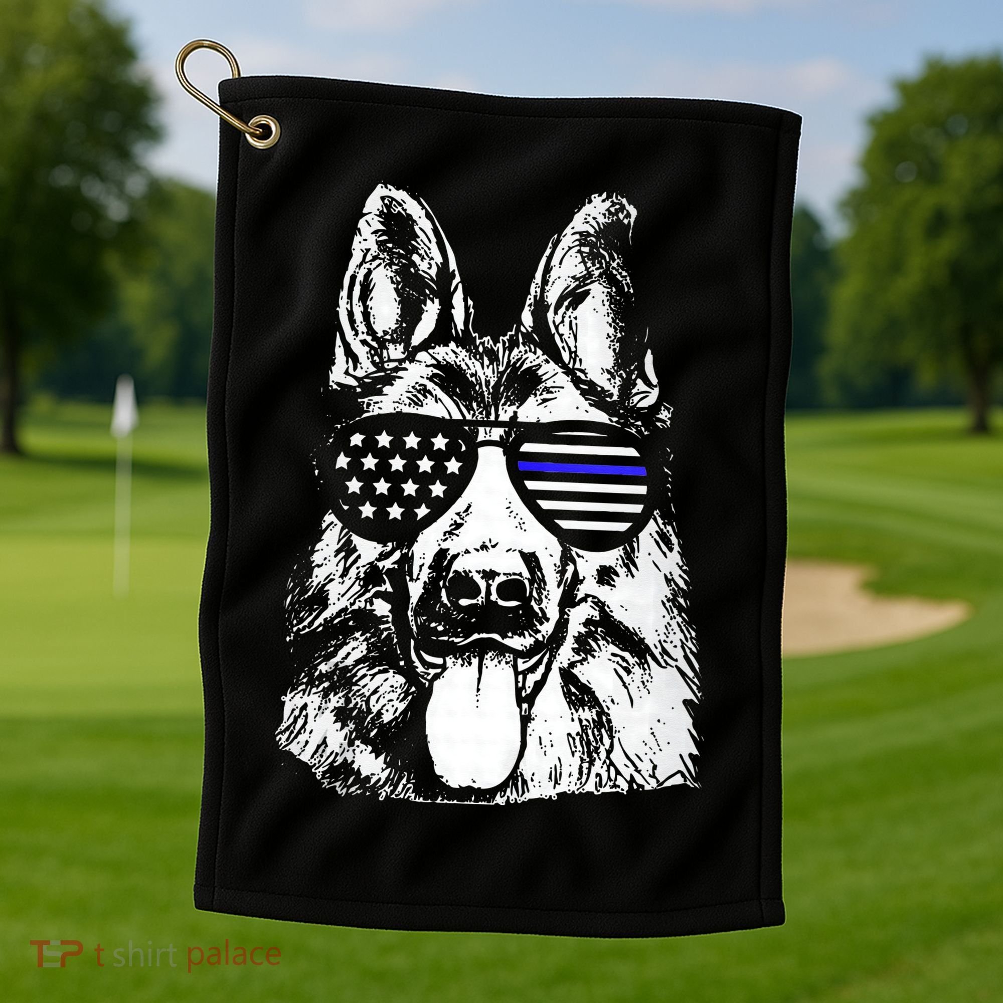 K9 Police Thin Blue Line German Shepherd Patriotic Golf Towel