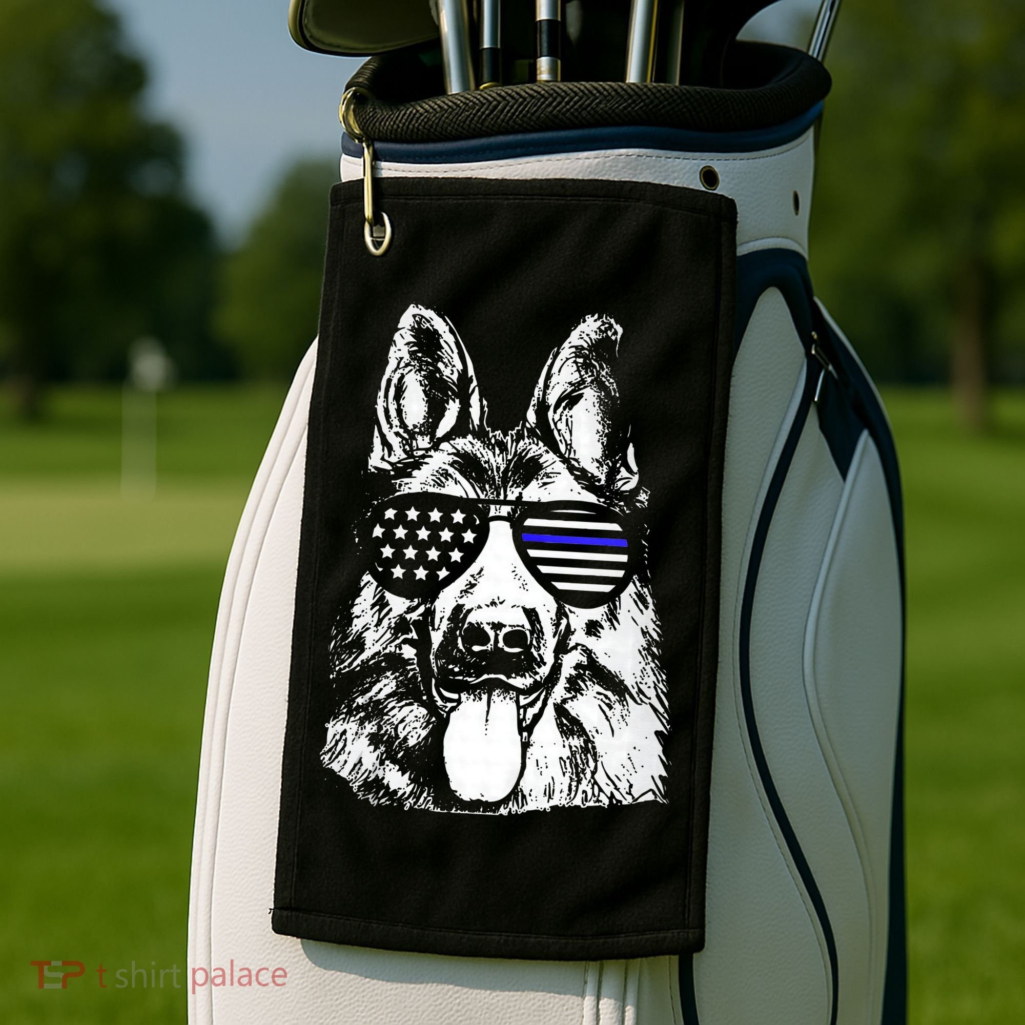 K9 Police Thin Blue Line German Shepherd Patriotic Golf Towel