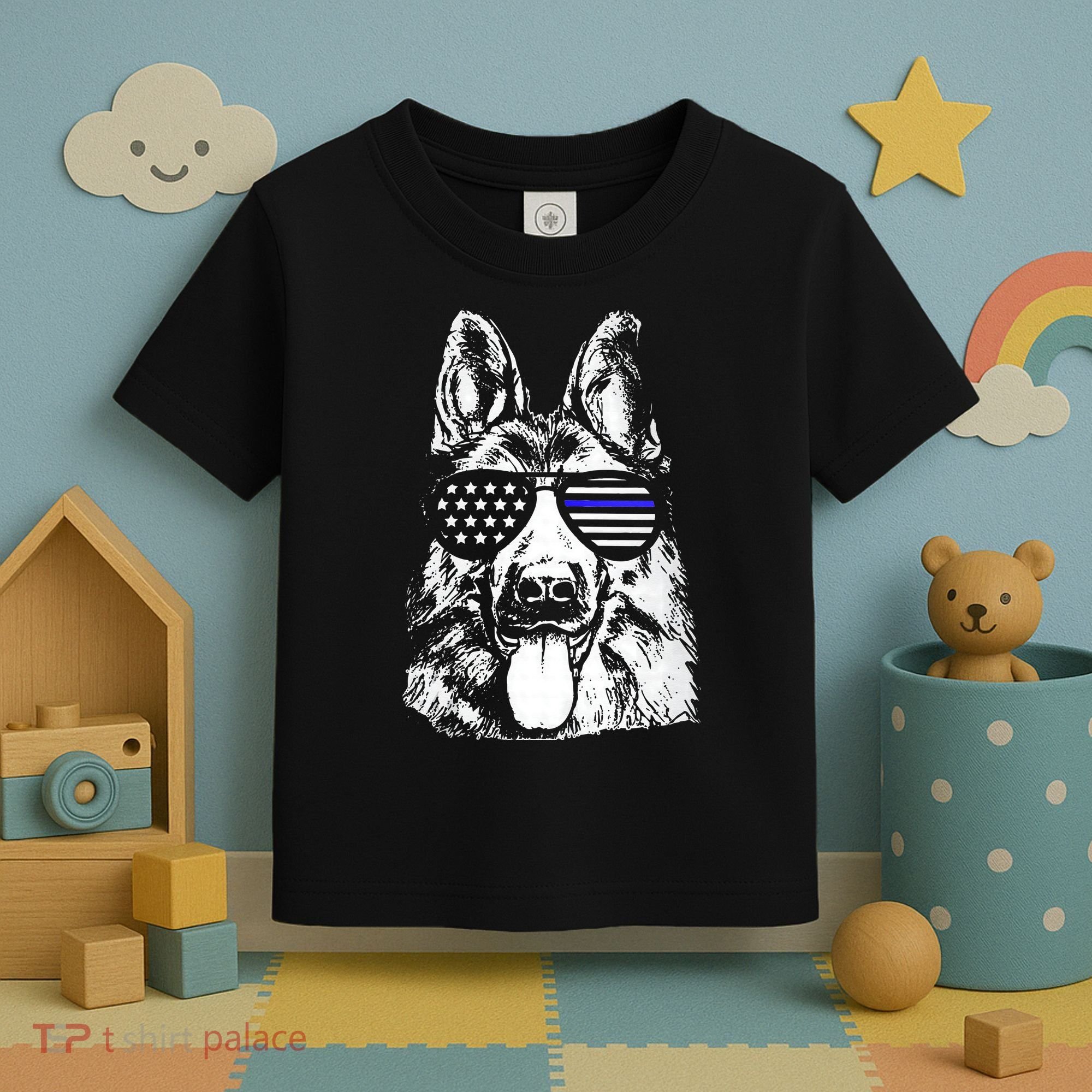K9 Police Thin Blue Line German Shepherd Patriotic Toddler T-Shirt