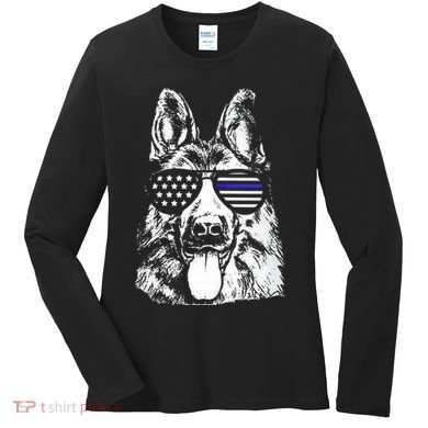 K9 Police Thin Blue Line German Shepherd Patriotic Women's Long Sleeve Shirt