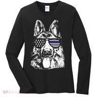 K9 Police Thin Blue Line German Shepherd Patriotic Women's Long Sleeve Shirt thumb 0