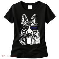 K9 Police Thin Blue Line German Shepherd Patriotic Women's T-Shirt thumb 0