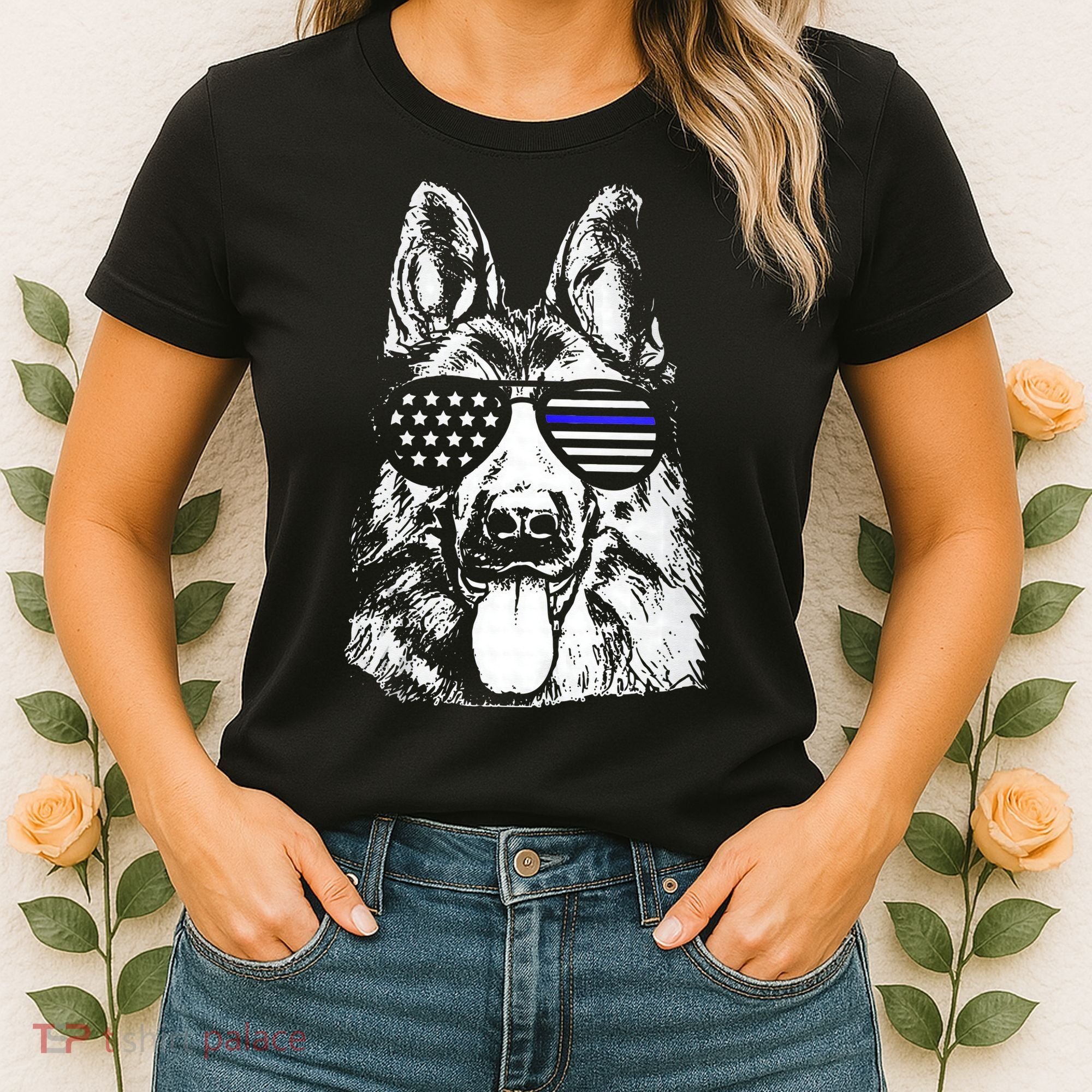 K9 Police Thin Blue Line German Shepherd Patriotic Women's T-Shirt