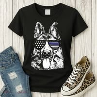 K9 Police Thin Blue Line German Shepherd Patriotic Women's T-Shirt thumb 3